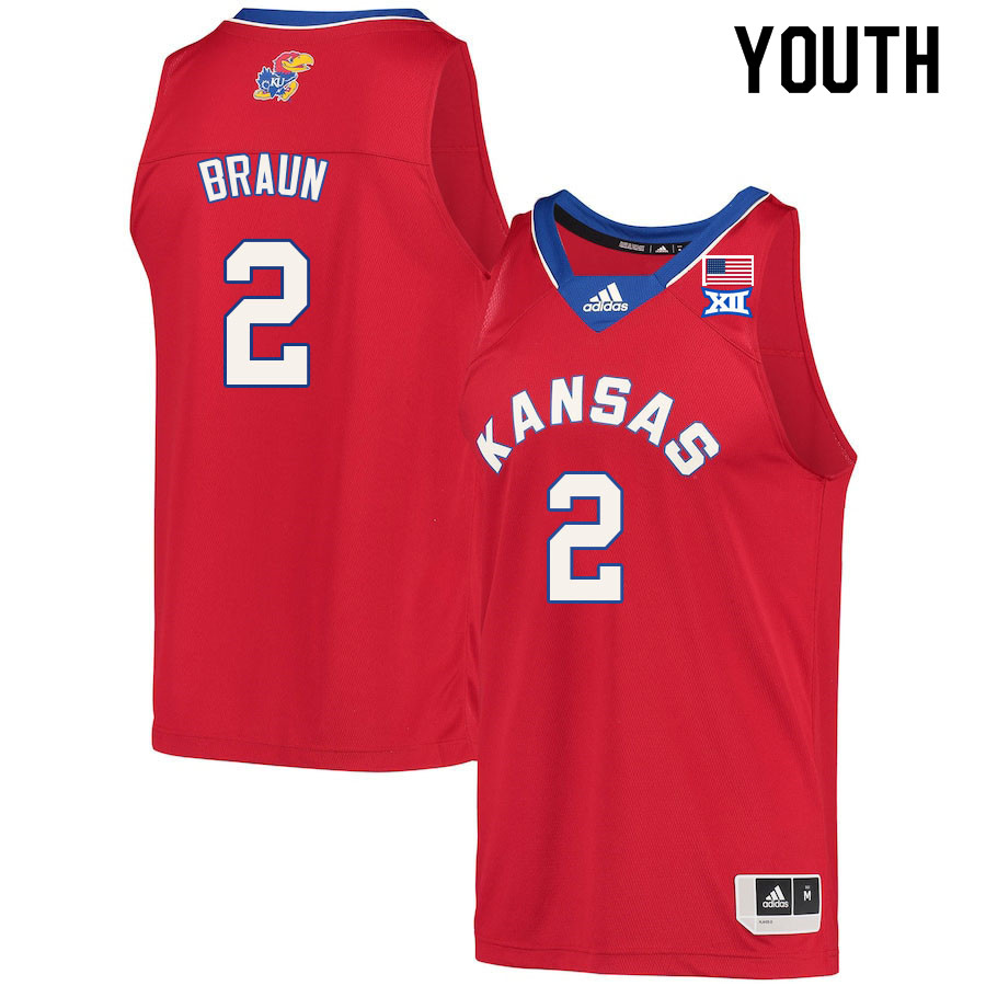 Youth #2 Christian Braun Kansas Jayhawks College Basketball Jerseys Sale-Red